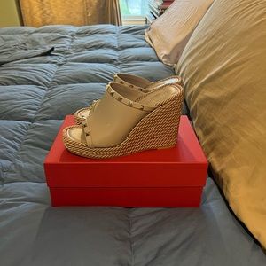 Valentino Rope Espadrille Rock Stud Wedges